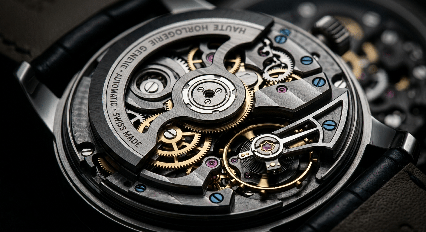 movement view showing skeletonized bridge layout, rotor placement, and visible depth differences across replica tiers